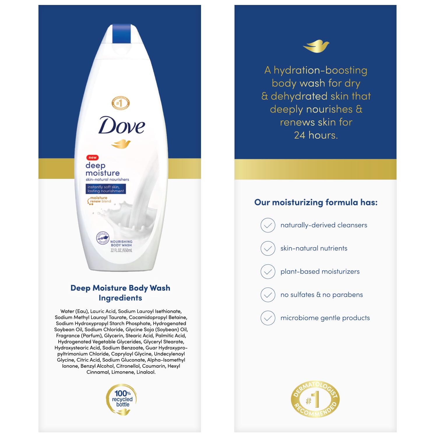 Dove Body Wash with Pump Deep Moisture For Dry Skin Moisturizing Skin Cleanser with 24hr Renewing MicroMoisture Nourishes The Driest Skin 30.6 oz