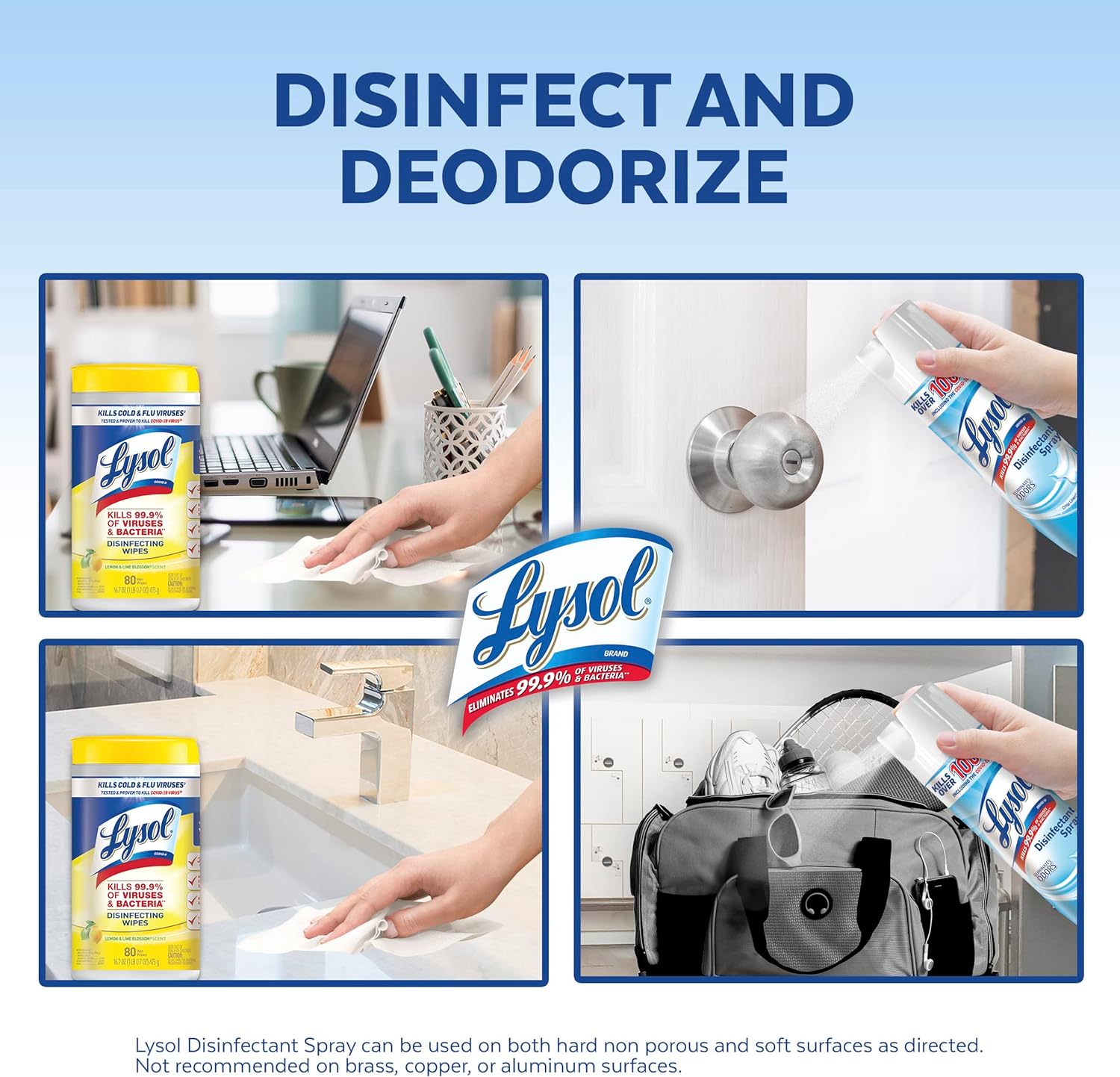 Lysol Disinfectant Wipes, Multi-Surface Antibacterial Cleaning Wipes, For Disinfecting and Cleaning, Lemon and Lime Blossom, 80 Count (Pack of 4)
