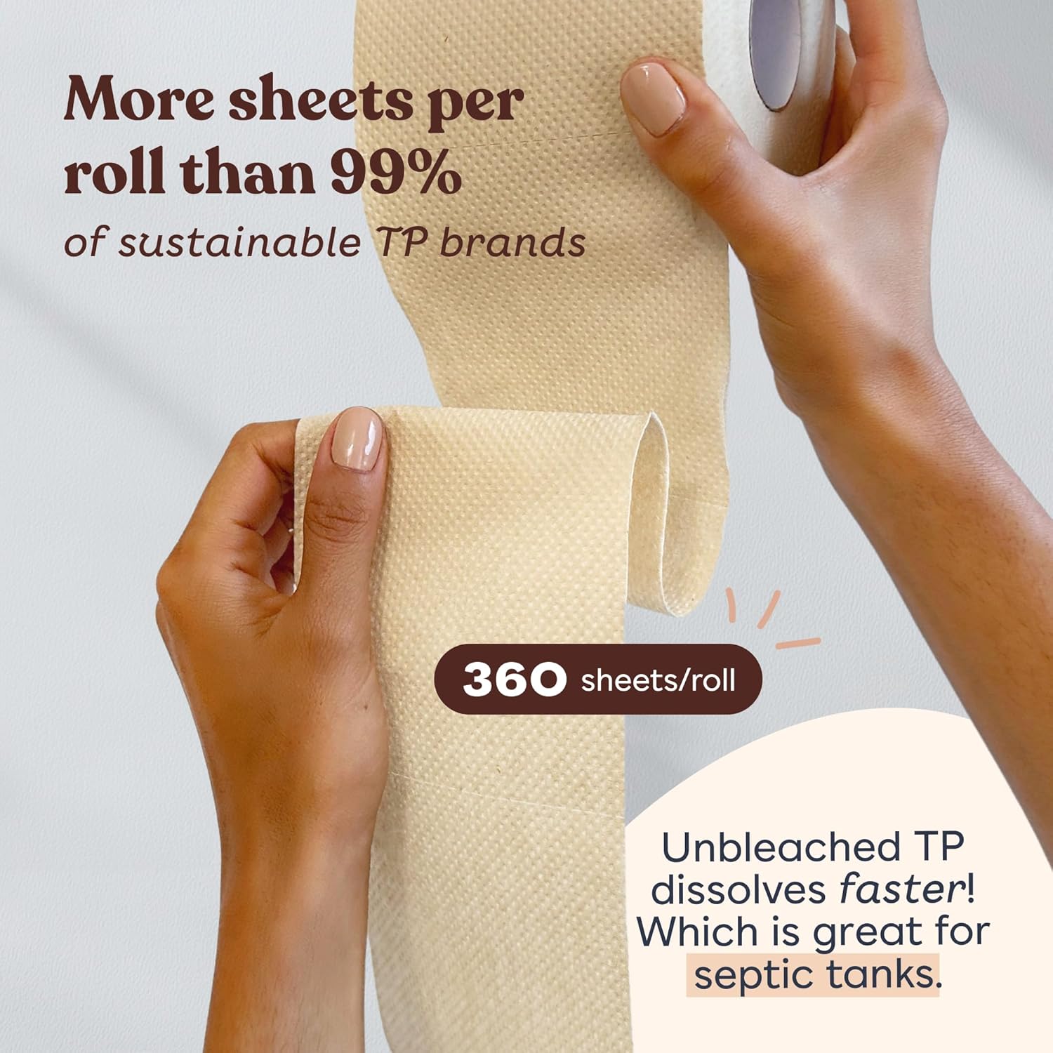Betterway Bamboo Toilet Paper 3 Ply - Sustainable Toilet Tissue - 12 Double Rolls & 360 Sheets Per Roll - Septic Safe - Organic, Plastic Free - FSC Certified