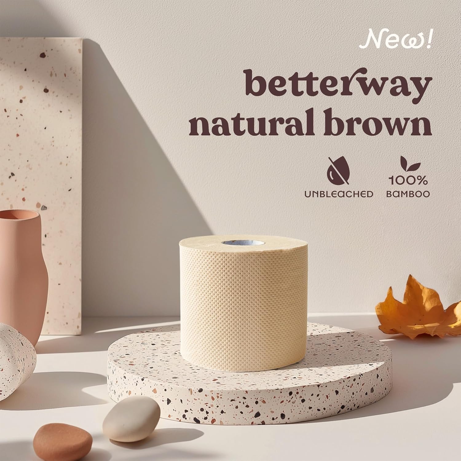 Betterway Bamboo Toilet Paper 3 Ply - Sustainable Toilet Tissue - 12 Double Rolls & 360 Sheets Per Roll - Septic Safe - Organic, Plastic Free - FSC Certified