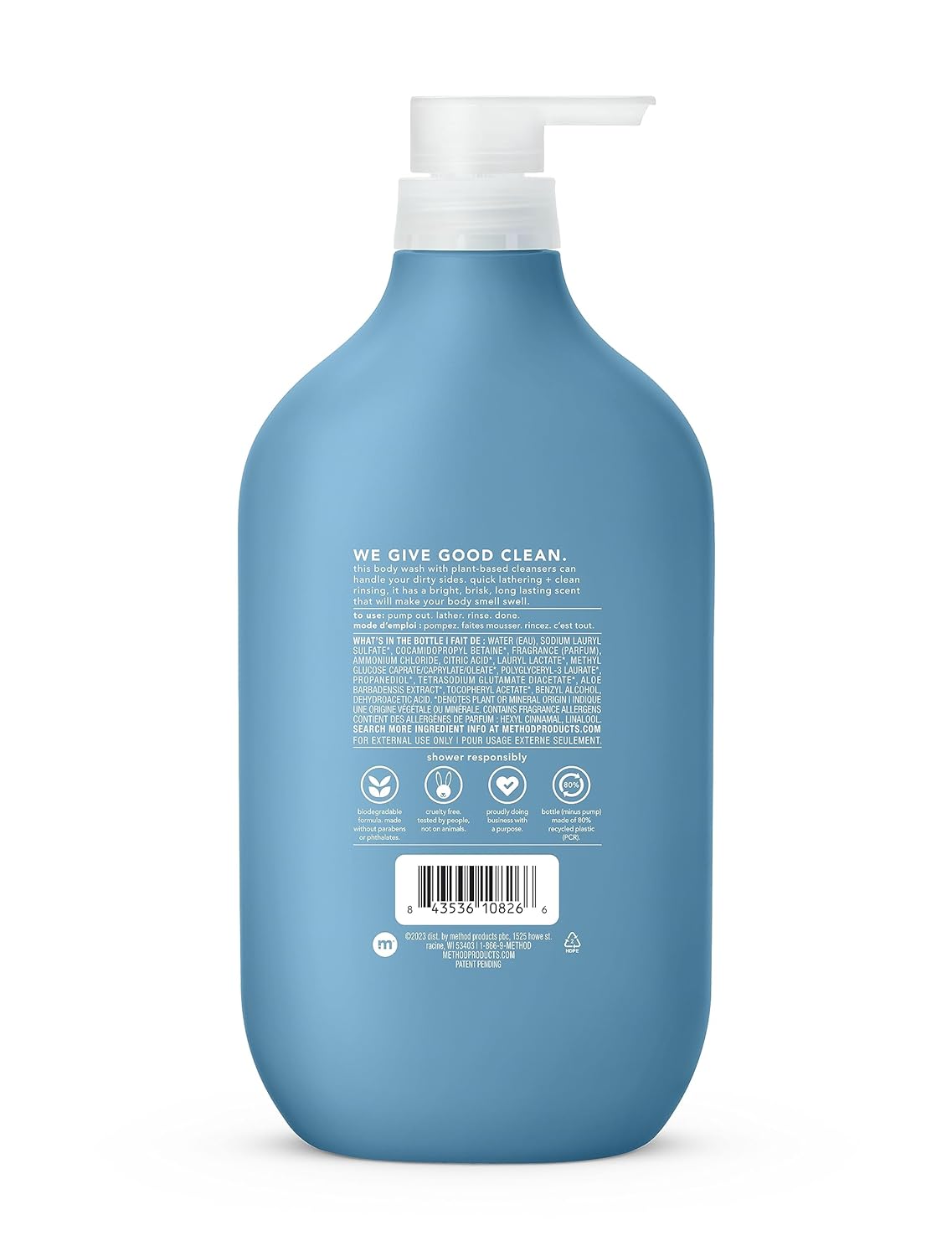 Method Body Wash, Sea + Surf, Paraben and Phthalate Free, Biodegradable Formula, 28 oz, (Pack of 1)