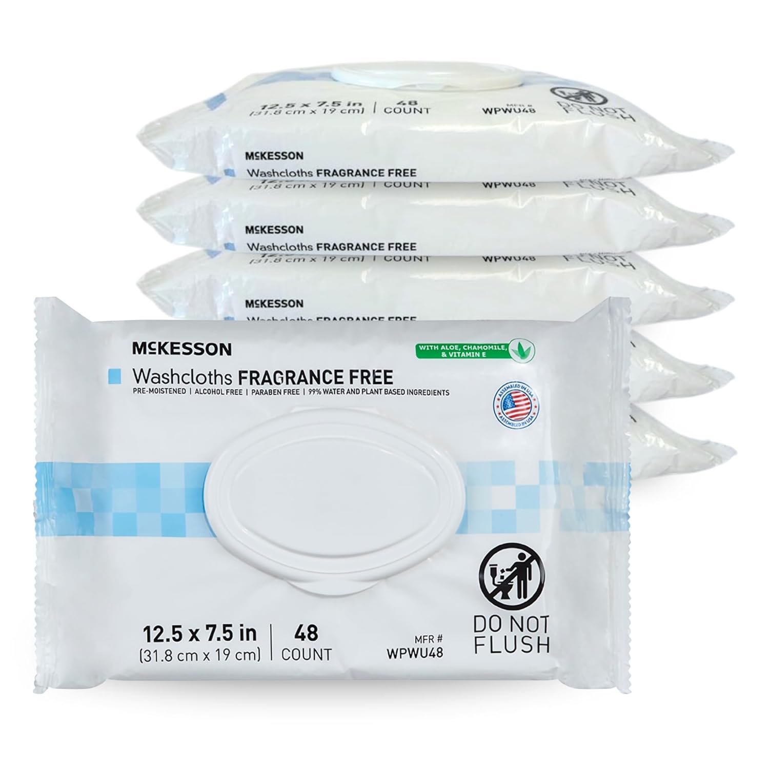 McKesson StayDry Disposable Wipe 12 Pack, 600 Washcloths - Large Adult Body and Incontinence Washcloths with Aloe and Vitamin E, Alcohol-Free, 50 Wipes Per Pack