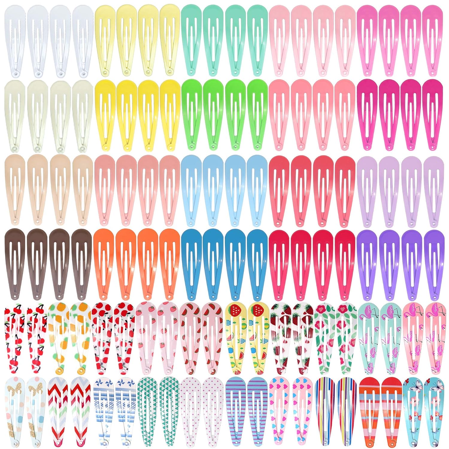 120 Pcs Dependingi 2 Inch Candy Color Barrettes and Non-Slip Metal Snap Hair Accessories for Kids, Teens, and Women (40 Assorted Colors)