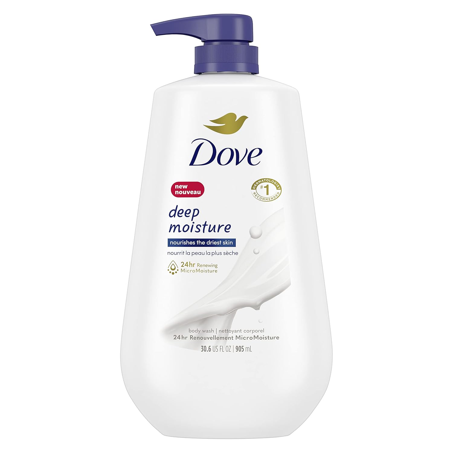 Dove Body Wash with Pump Deep Moisture For Dry Skin Moisturizing Skin Cleanser with 24hr Renewing MicroMoisture Nourishes The Driest Skin 30.6 oz
