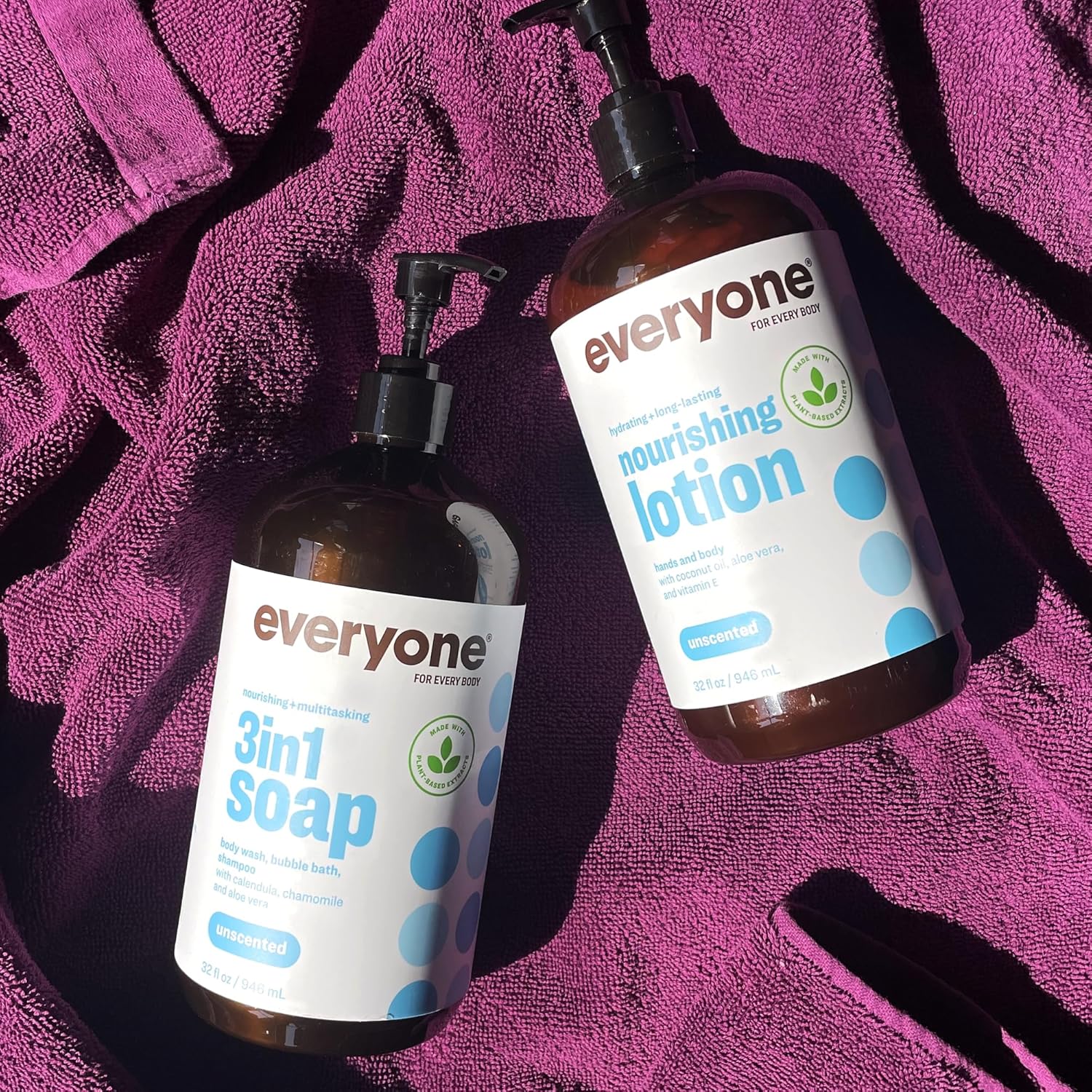 Everyone 3-in-1 Soap, Body Wash, Bubble Bath, Shampoo, 32 Ounce (Pack of 2), Lavender and Aloe, Coconut Cleanser with Organic Plant Extracts and Pure Essential Oils (Packaging May Vary)