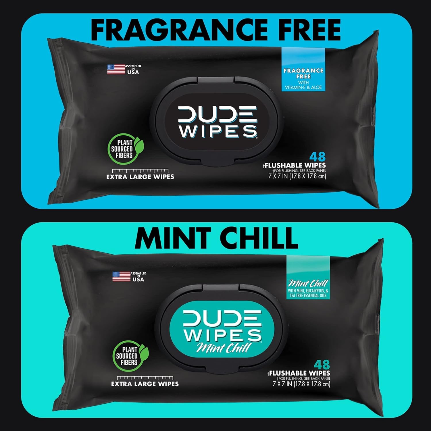DUDE Wipes - Flushable Wipes - 144 Wipes - Unscented Extra-Large Adult Wet Wipes - Vitamin-E & Aloe for at-Home Use - Septic and Sewer Safe, 48 Count (Pack of 3)