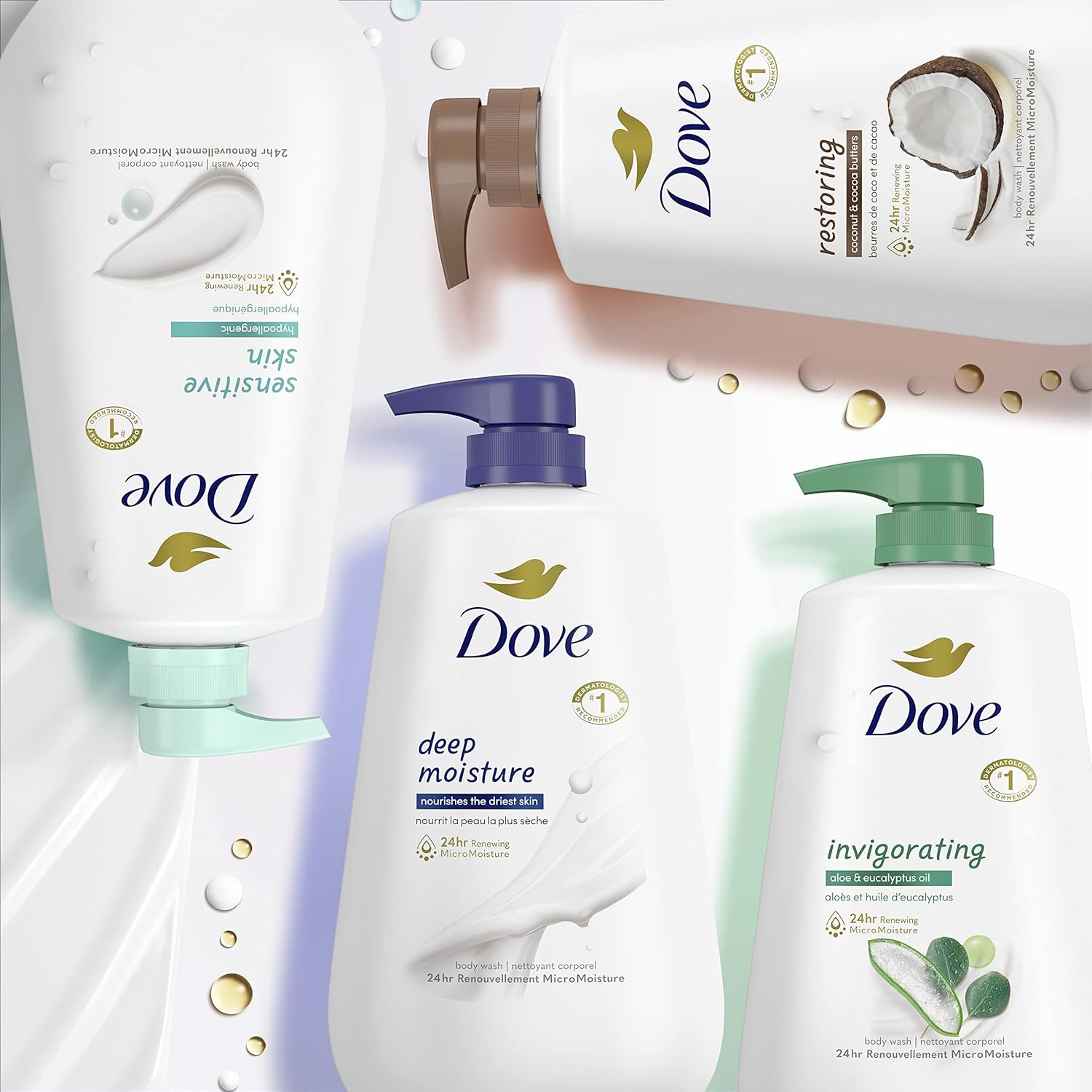 Dove Hypoallergenic Body Wash To Moisturize Sensitive Skin Body Wash For Sensitive Skin Sulfate And Paraben Free 34oz
