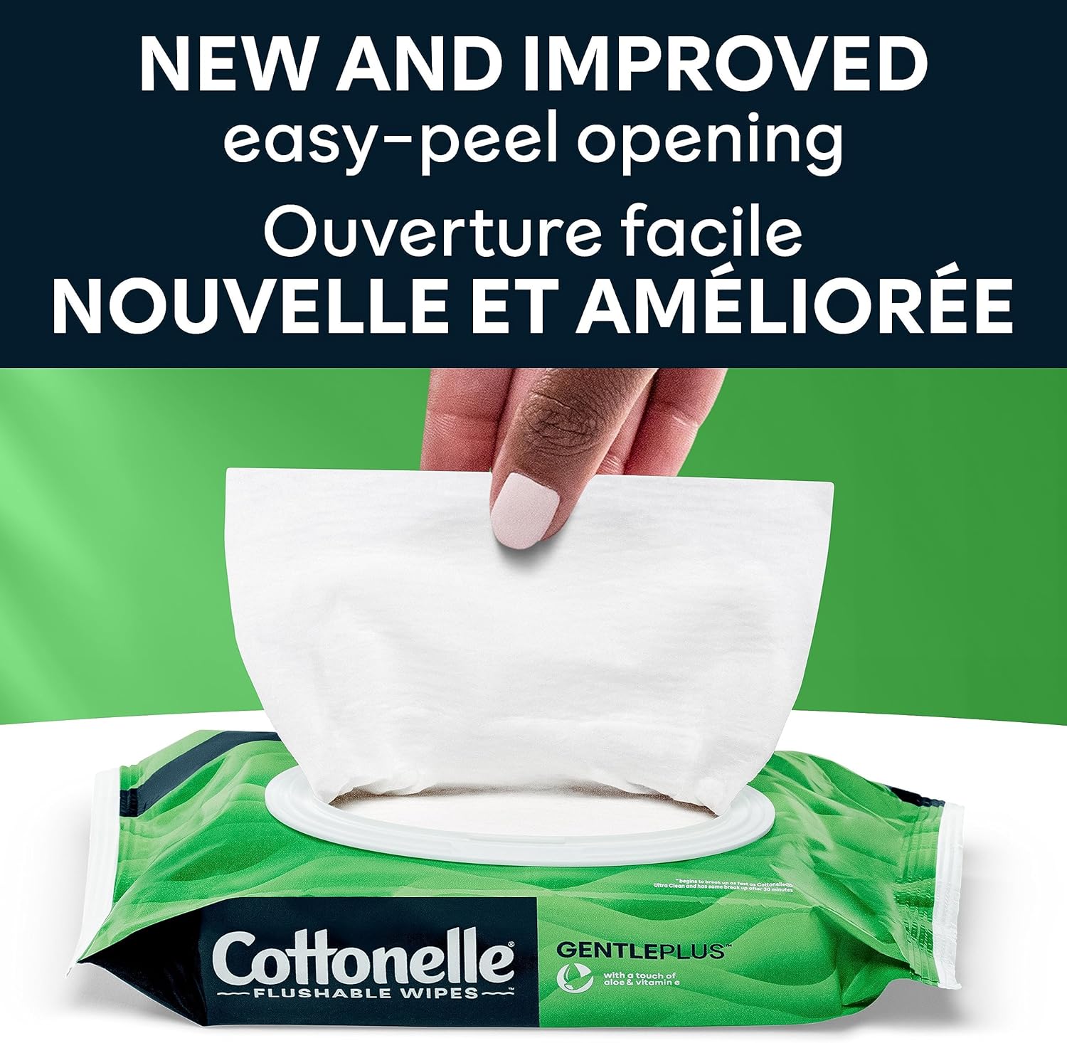 Cottonelle GentlePlus Flushable Wet Wipes with Aloe & Vitamin E, 6 Flip-Top Packs, 42 Wipes Per Pack (252 Total Wipes), Packaging May Vary