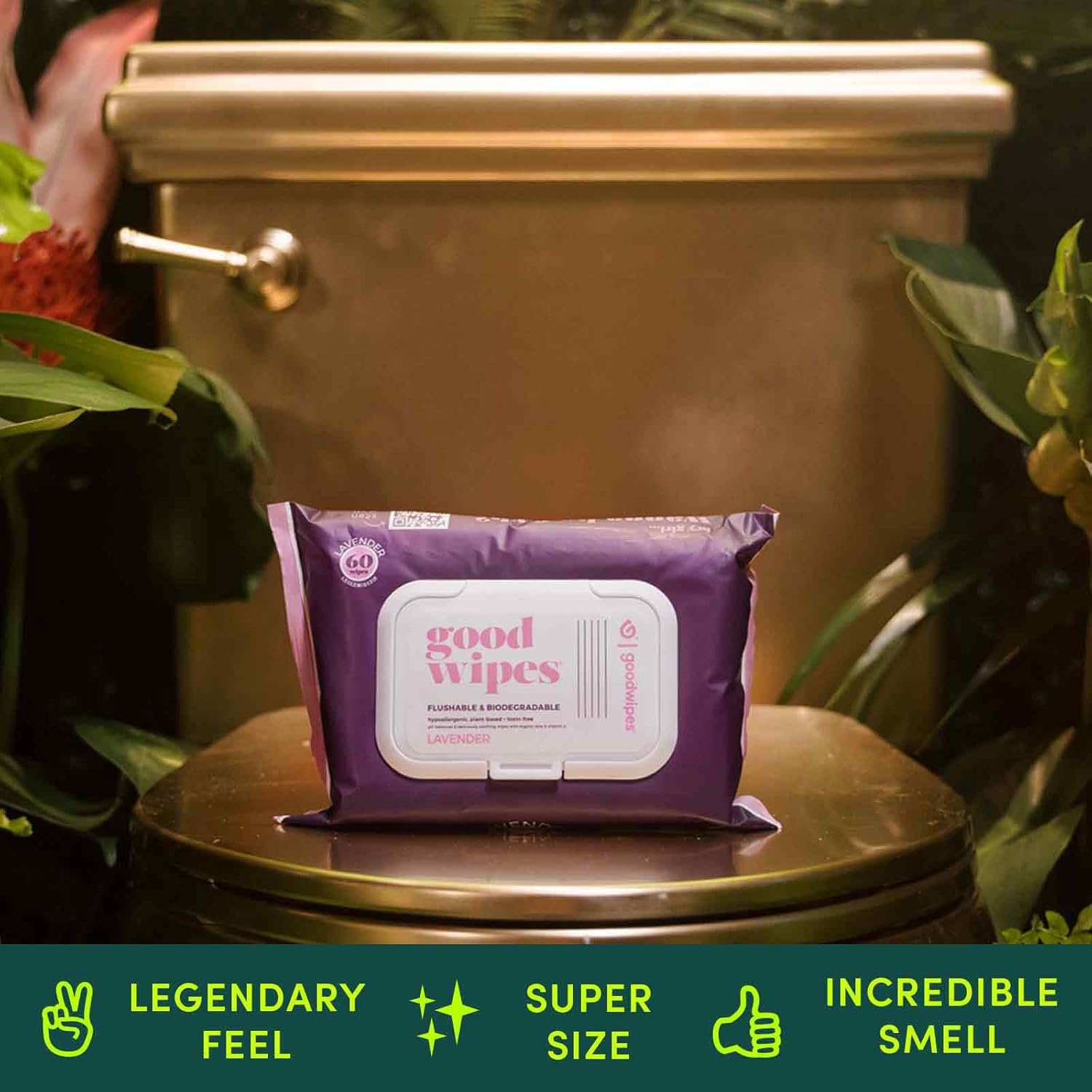 Goodwipes Flushable Butt Wipes Made w/Soothing Botanicals & Aloe – Soft & Gentle Wet Wipe Dispenser for Home Use, Septic & Sewer Safe – Largest Adult Toilet Wipes – Lavender, 360 count (6 packs)