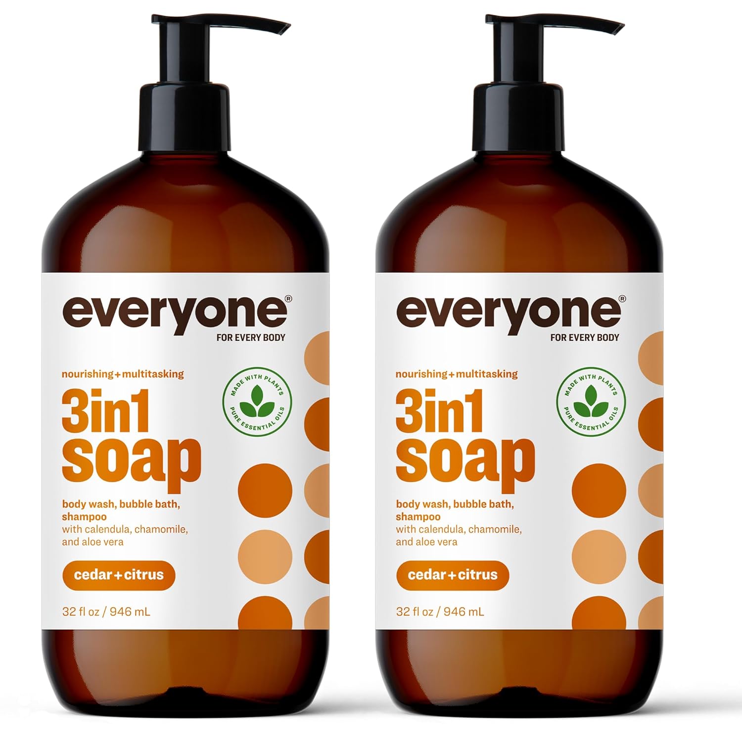 Everyone 3-in-1 Soap, Body Wash, Bubble Bath, Shampoo, 32 Ounce (Pack of 2), Lavender and Aloe, Coconut Cleanser with Organic Plant Extracts and Pure Essential Oils (Packaging May Vary)