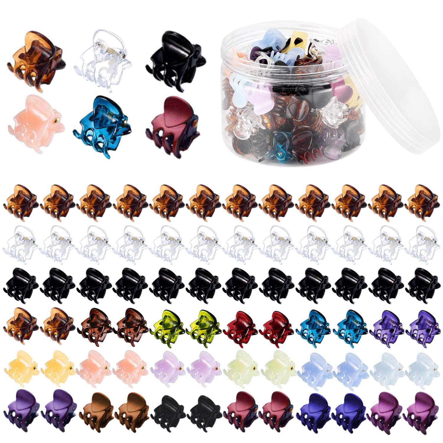 Mini Hair Claw Clips for Girls and Women, Dependingi 72 Pcs Small Hair Clips Pins Clamps Non Slip Tiny Plastic Jaw Clips (Assorted Colors)