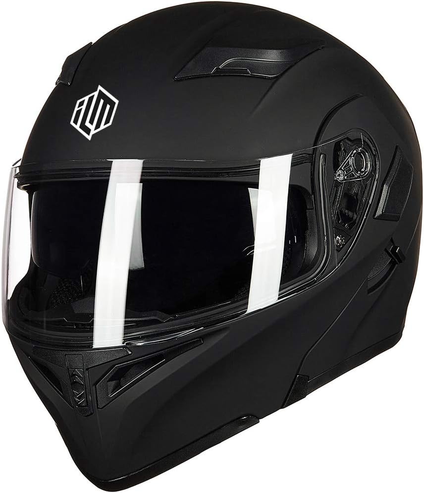 ILM Motorcycle Dual Visor Flip up Modular Full Face Helmet DOT 6 Colors Model 902