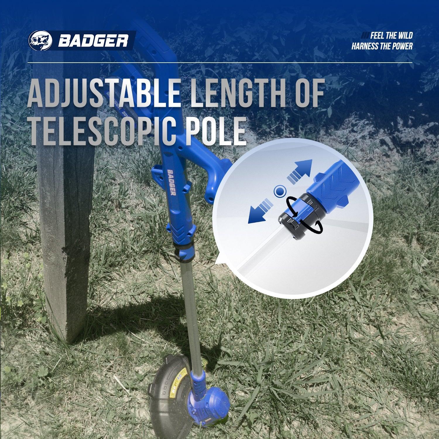 Wild Badger 20V Adjustable  Electric String Trimmer & Leaf Blower Wheeled Edger Design