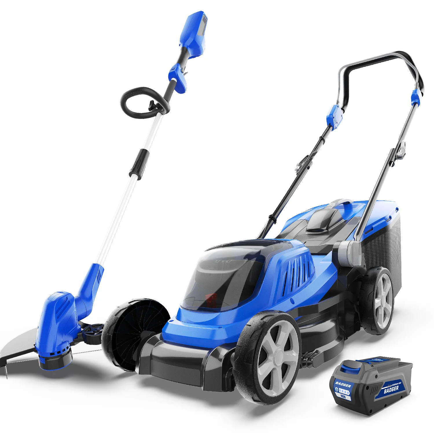 40V 2-in-1 Electric String Trimmer Edger & 40V 18 in Cordless Brushless Lawn Mower Combo Kit