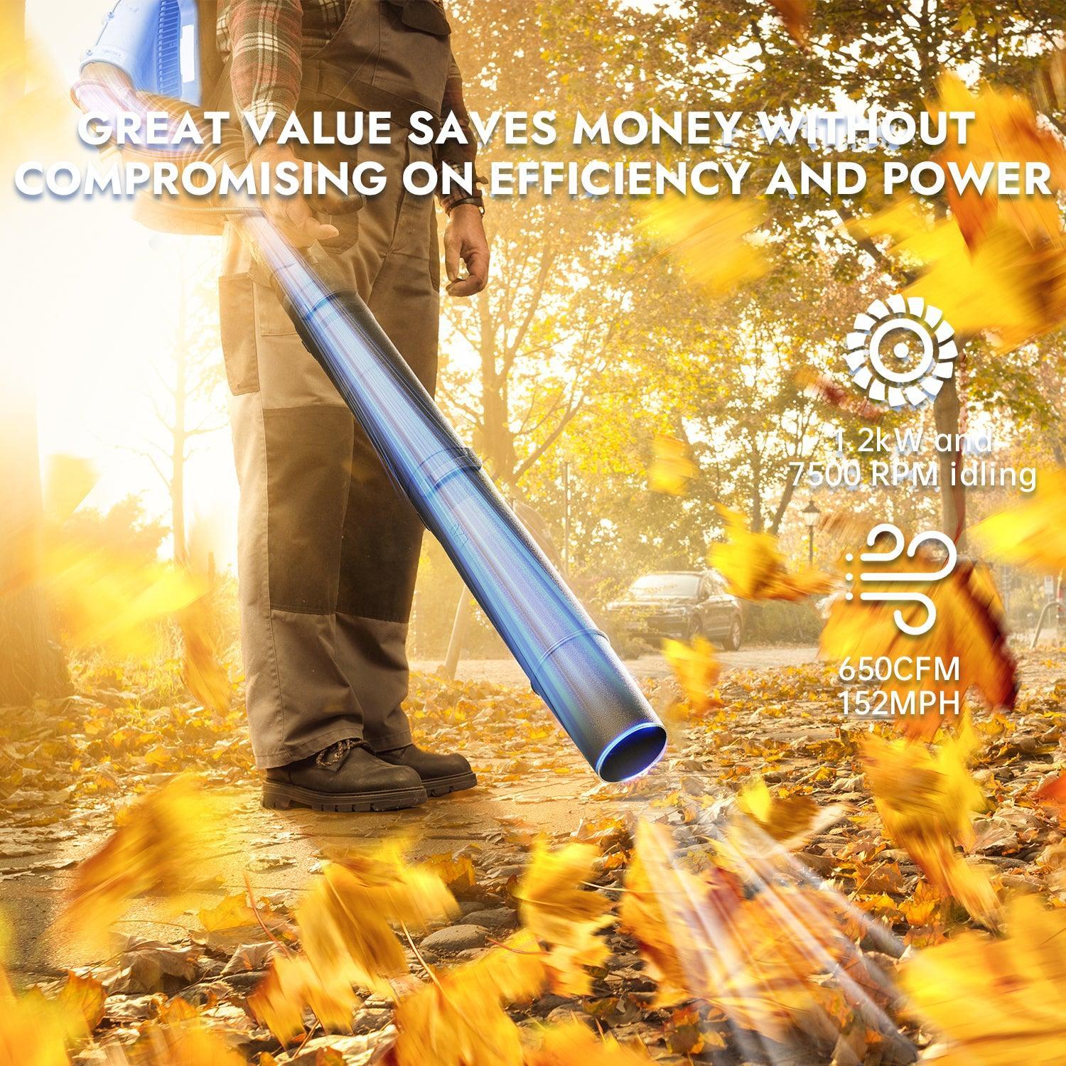 Wild Badger Lightable & Portable Backpack 43cc Lightable Gas Powered Air Flow Leaf Blower