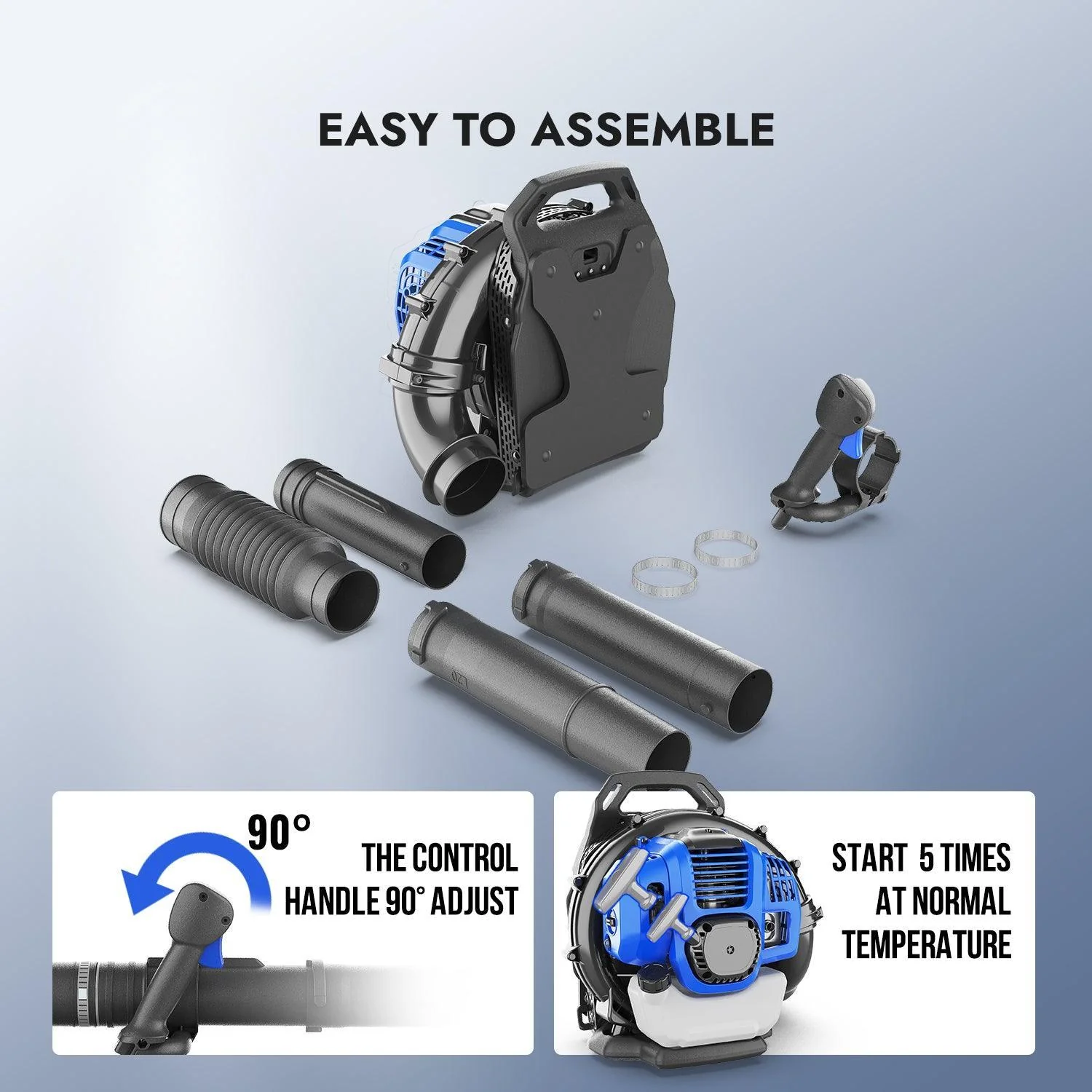 52cc Higher Fuel Efficiency Weed Wacker Gas Powered 3-in-1 String Trimmer & 53cc Leaf Blower Backpack Gas Powered Combo Kit