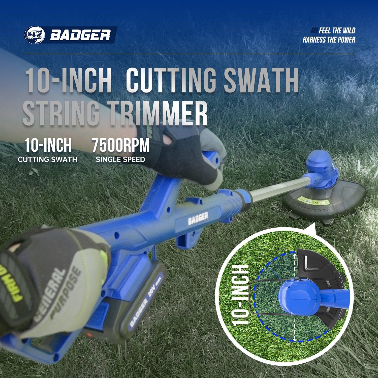 Wild Badger 20V Adjustable  Electric String Trimmer & Leaf Blower Wheeled Edger Design