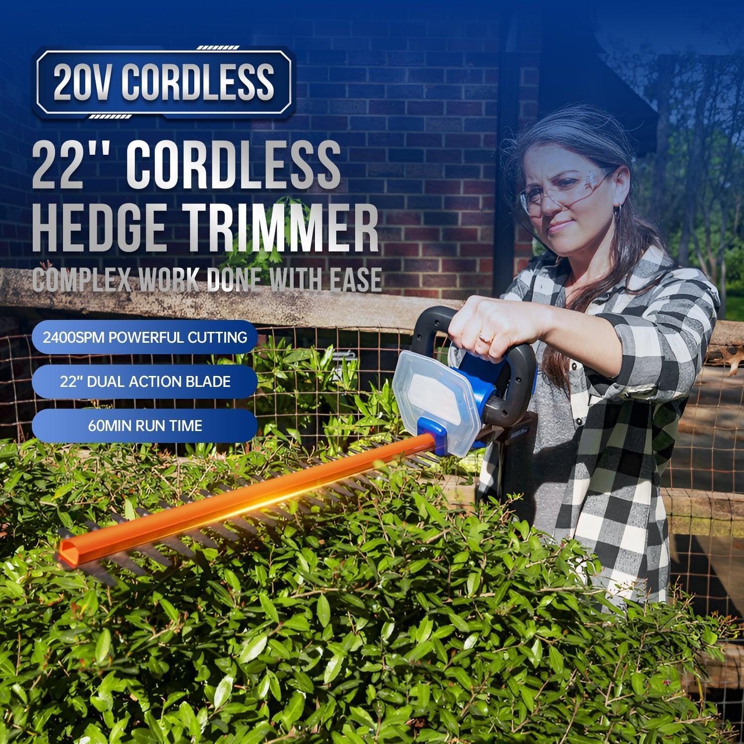Wild Badger Power Cordless 20 Volt 22-inch Hedge Trimmer, TOOL ONLY