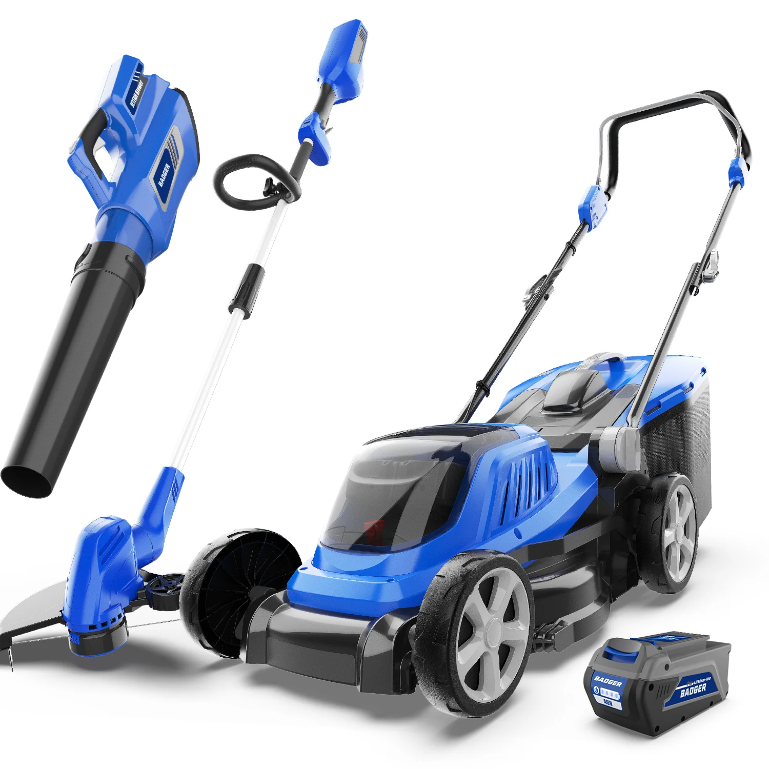 40V Electric Weed Eater & Leaf Blower & 40V 18 in Cordless Brushless Lawn Mower Combo Kit