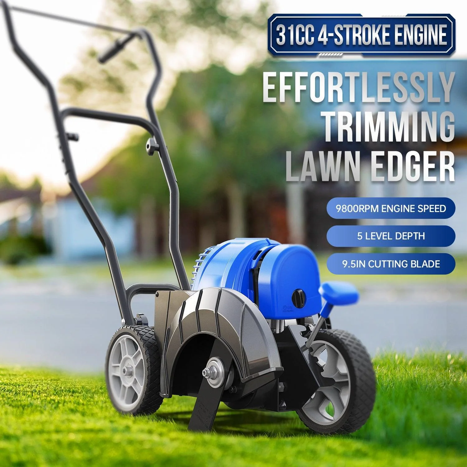 Wild Badger 31cc Sidewalk Edger Lawn Tool Gas Powered With  2-Teeth Metal Blades