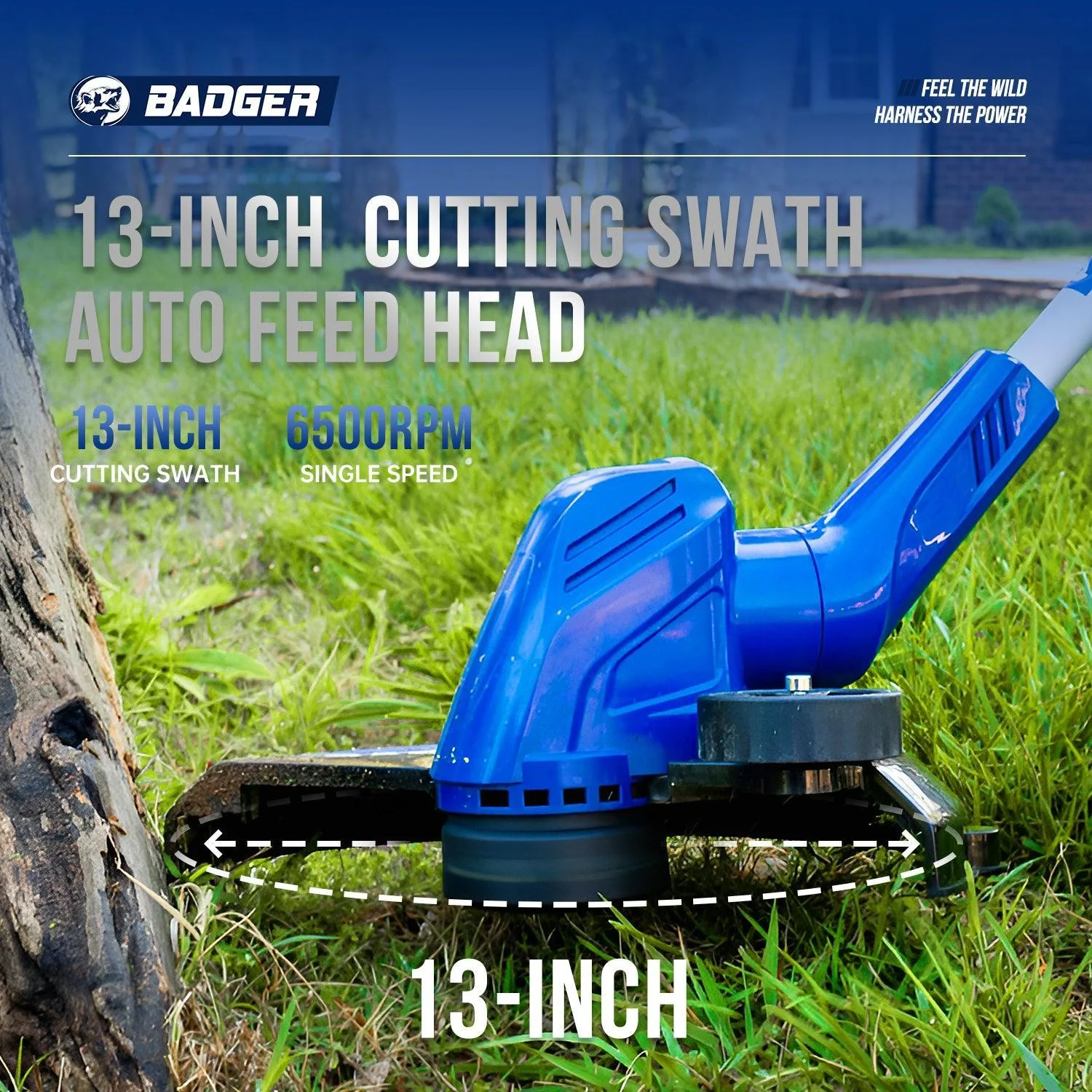 Wild Badger 40V 2-in-1 Electric String Trimmer Edger with Auto Feed & 6500RPM Motor