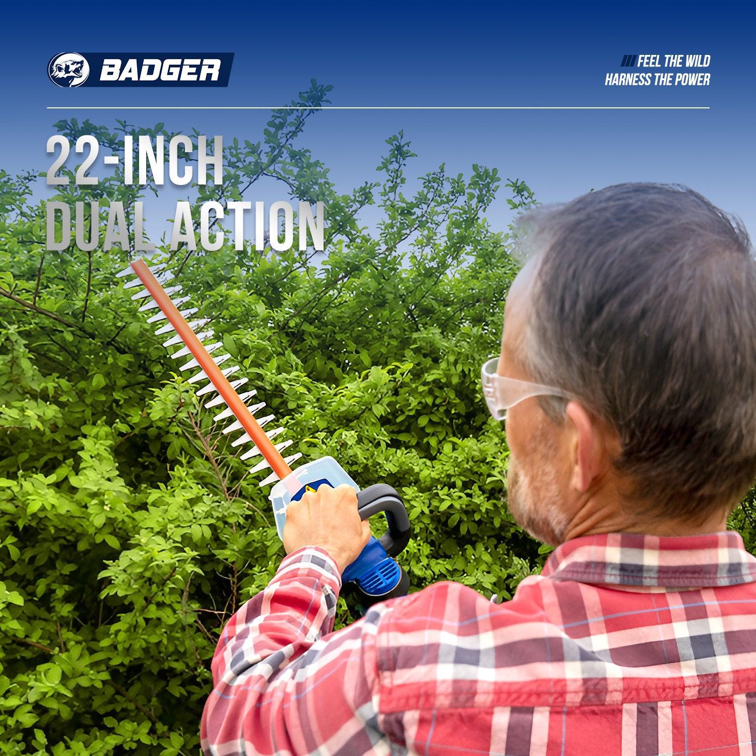 Wild Badger Power Cordless 20 Volt 22-inch Hedge Trimmer, TOOL ONLY