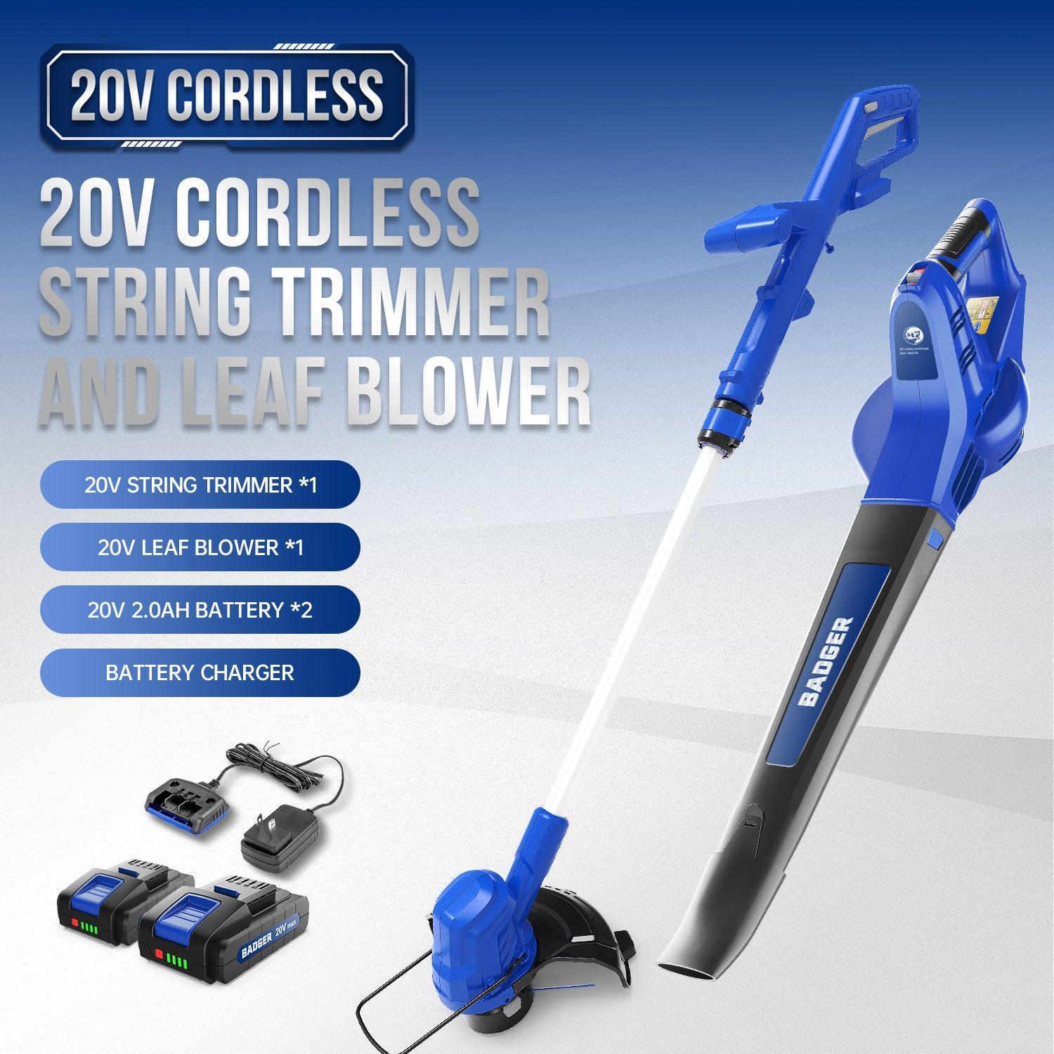 Wild Badger 20V Adjustable  Electric String Trimmer & Leaf Blower Wheeled Edger Design