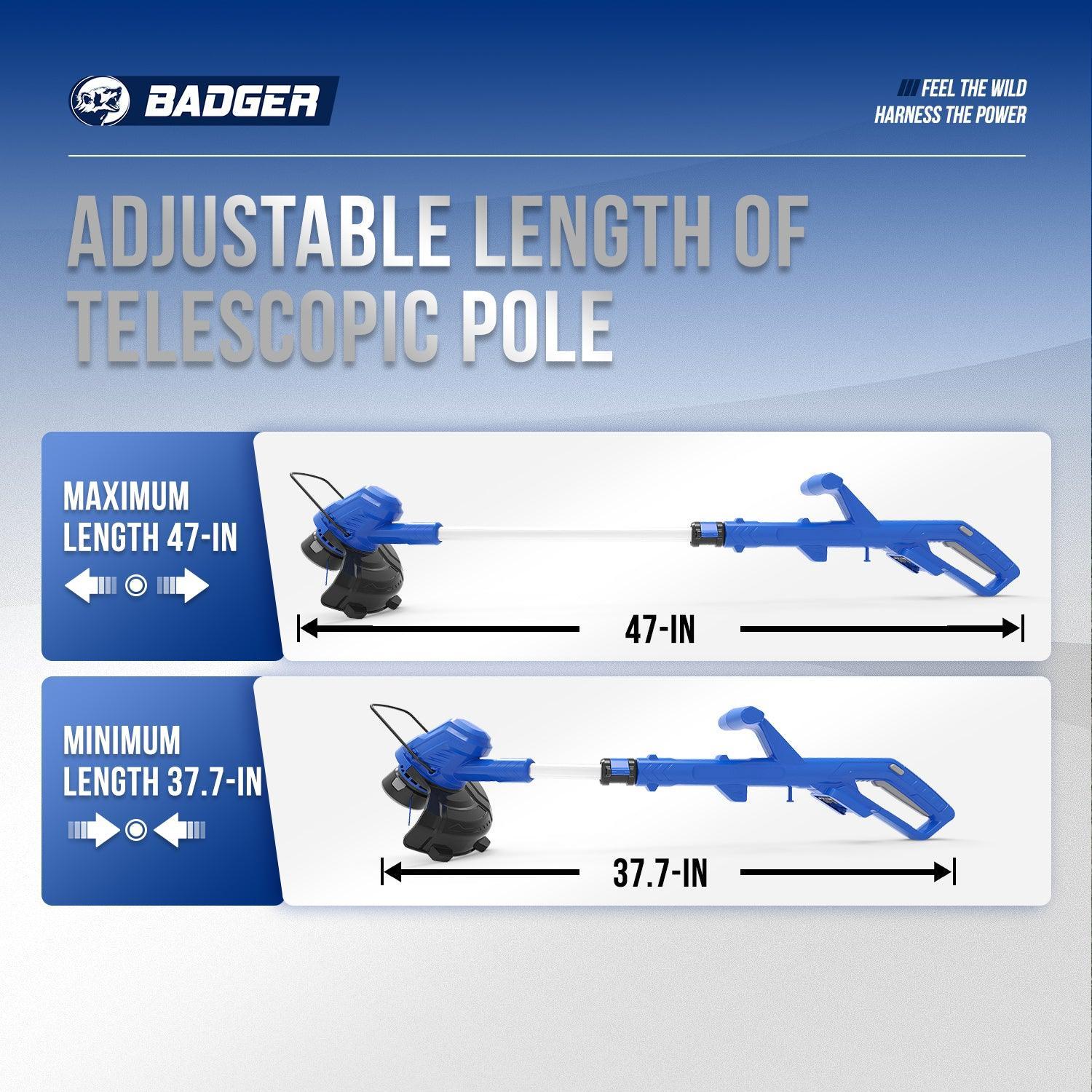Wild Badger 20V Adjustable  Electric String Trimmer & Leaf Blower Wheeled Edger Design