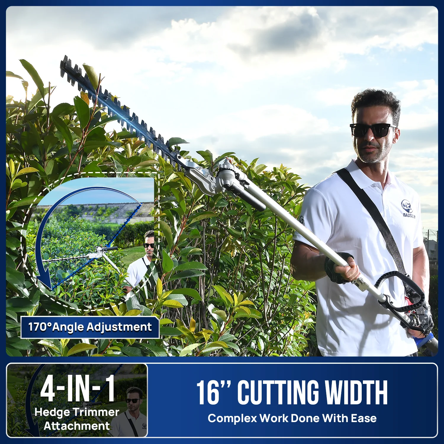 Wild Badger New 40V Electric Brushless Weed Wacker String Trimmer 4-in-1 Multi Yard Care Tools