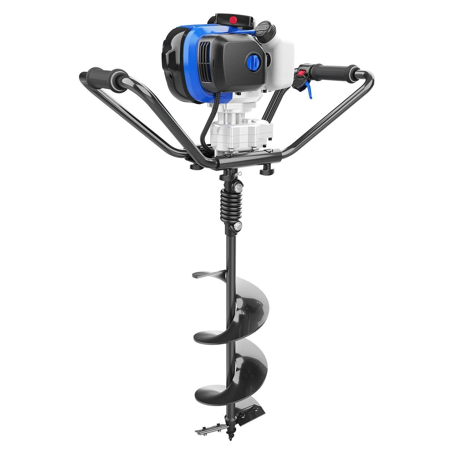 53cc 2-Cycle Post Hole Digger Gas Powered  & 53cc Garden Tiller Mini Cultivator Powerful Liftable Booster Rod Tilling Tool Combo Kit