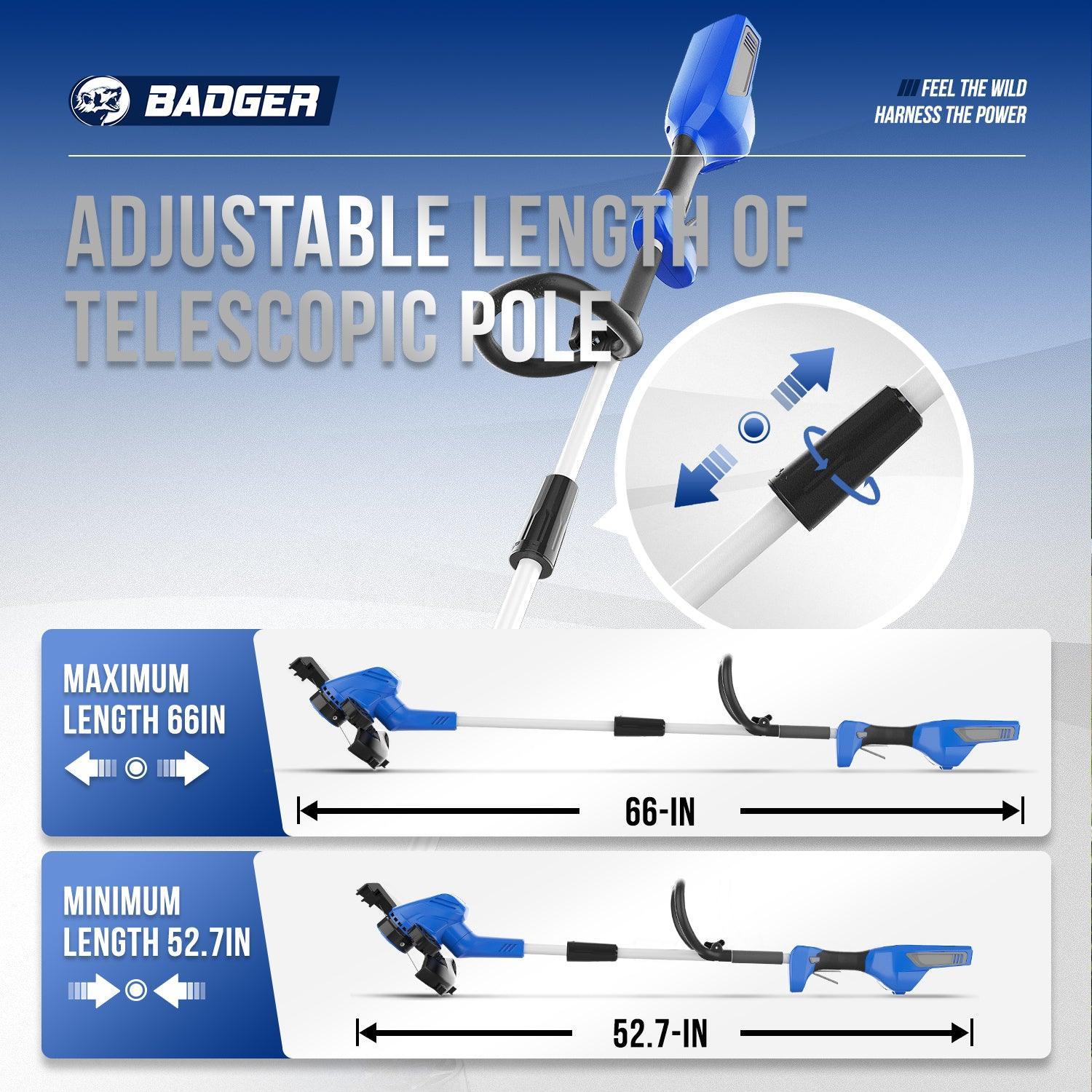 Wild Badger 40V 2-in-1 Electric String Trimmer Edger with Auto Feed & 6500RPM Motor