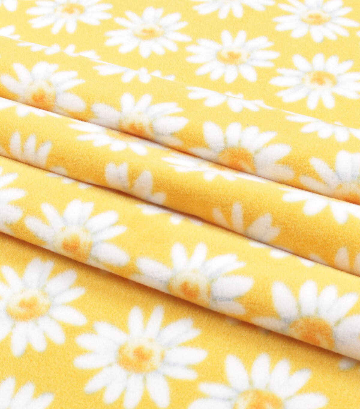 Daisies on Yellow Anti Pill Fleece Fabric