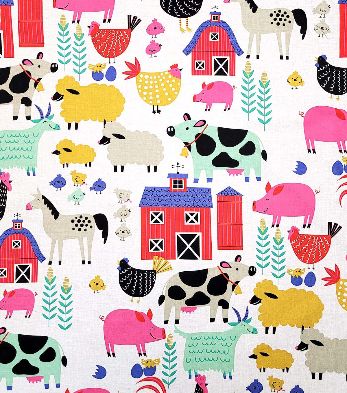 Alexander Henry Farm Icons on White Premium Cotton Fabric