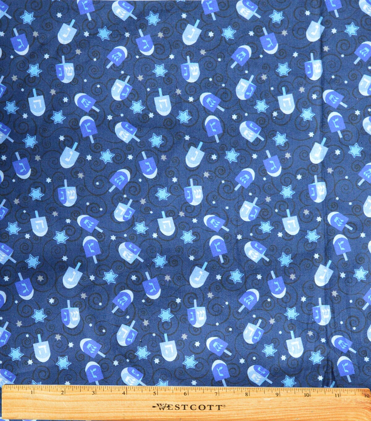 Dreidel On Navy Holiday Cotton Fabric