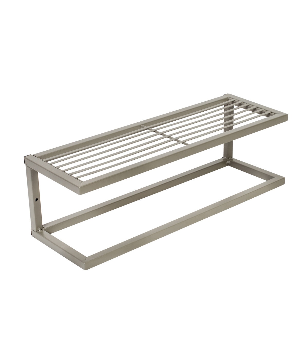 Honey Can Do 16 x 5 Satin Nickel Slatted Bath Shelf With Towel Bar