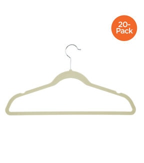 Honey Can Do 18 x 9.5 White Velvet Non Slip Suit Hangers 20pk