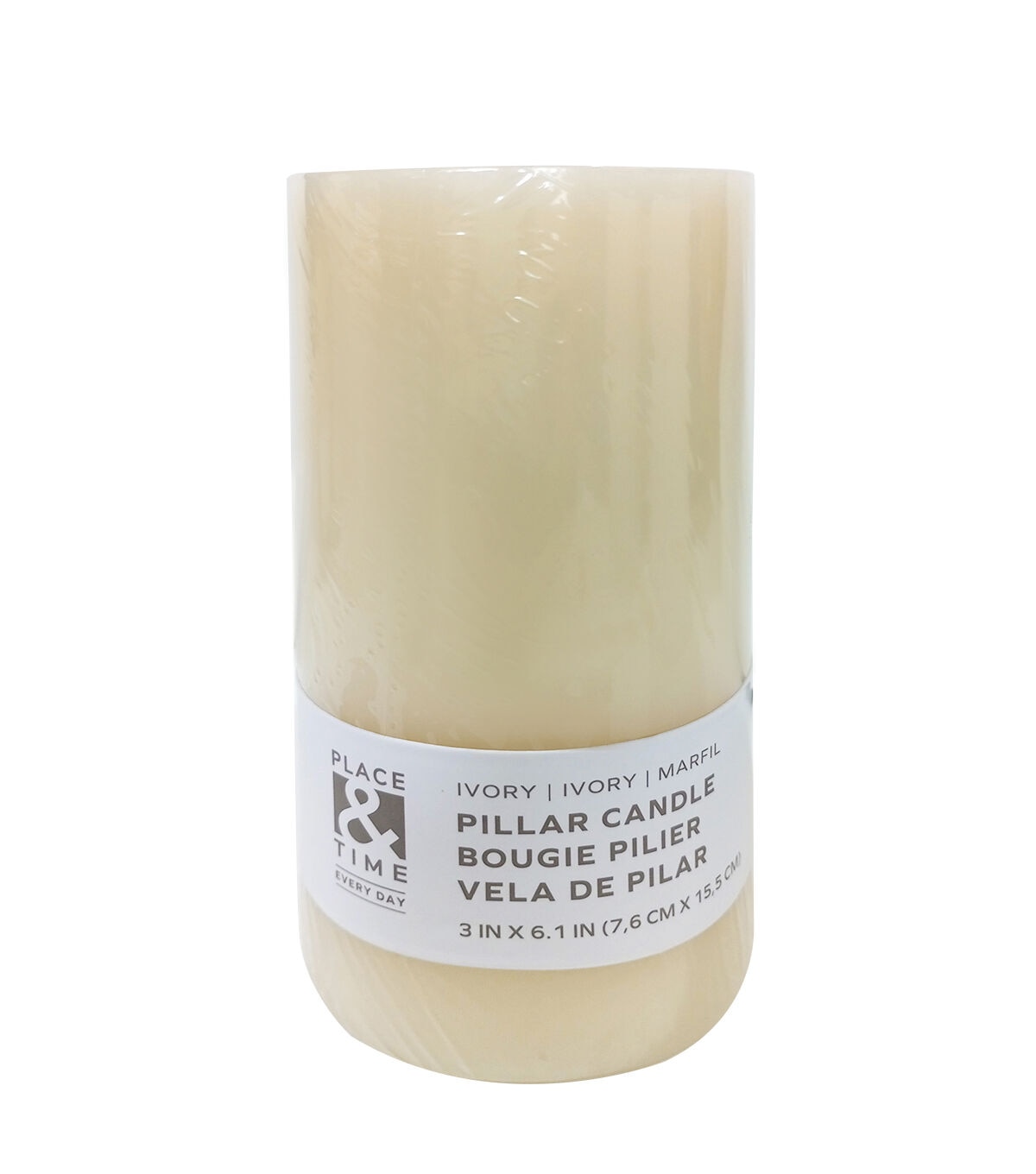 3 x 6 Ivory 3 Wick Unscented Poured Pillar Candle by Place & Time