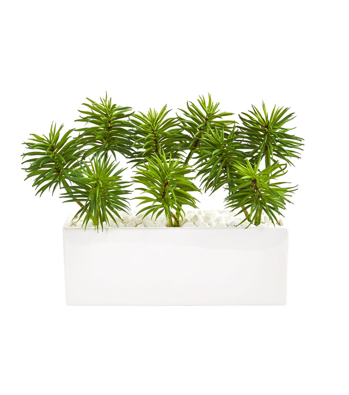 Nearly Natural 11 Spiky Succulent Garden Plant in White Ceramic Vase