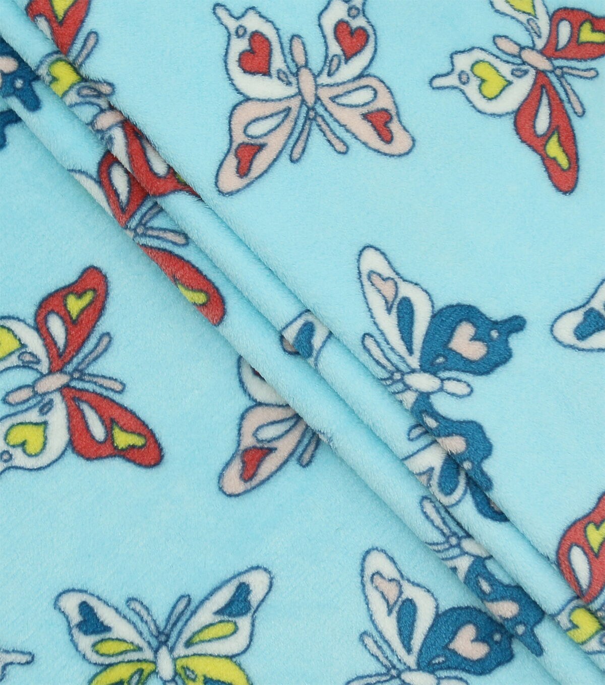 Spring Hearts & Butterflies On Blue Sew Lush Fabric