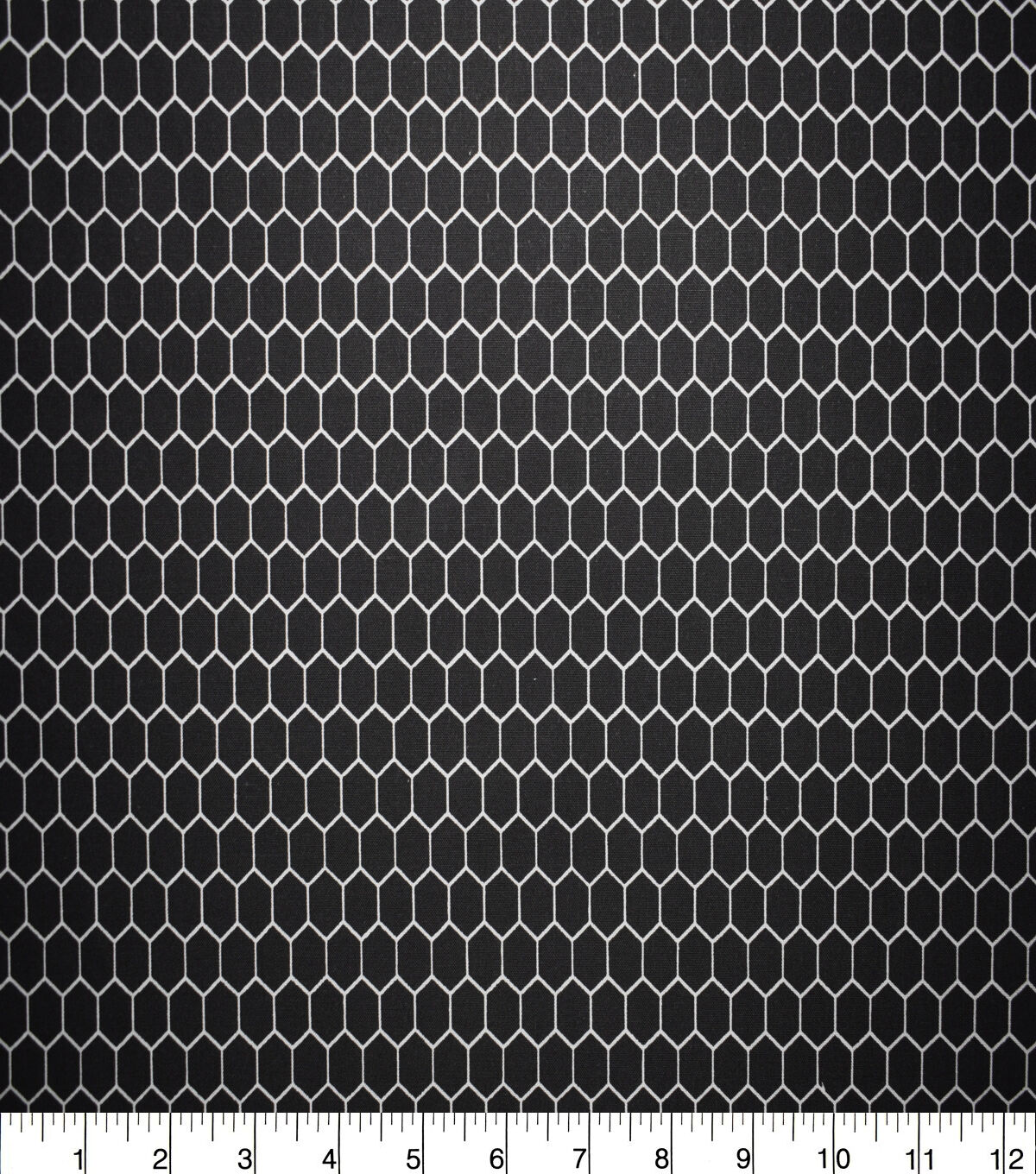 White Honeycomb on Black Quilt Cotton Fabric by Quilter's Showcase