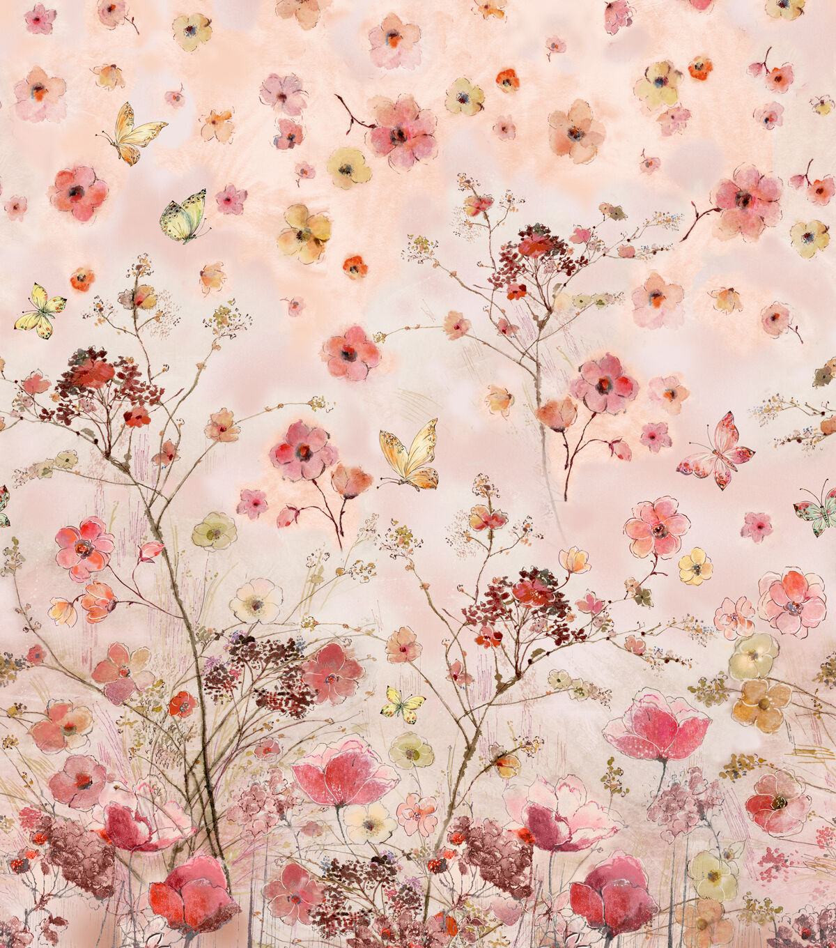 Hi Fashion Pink Spring Floral Premium Cotton Fabric
