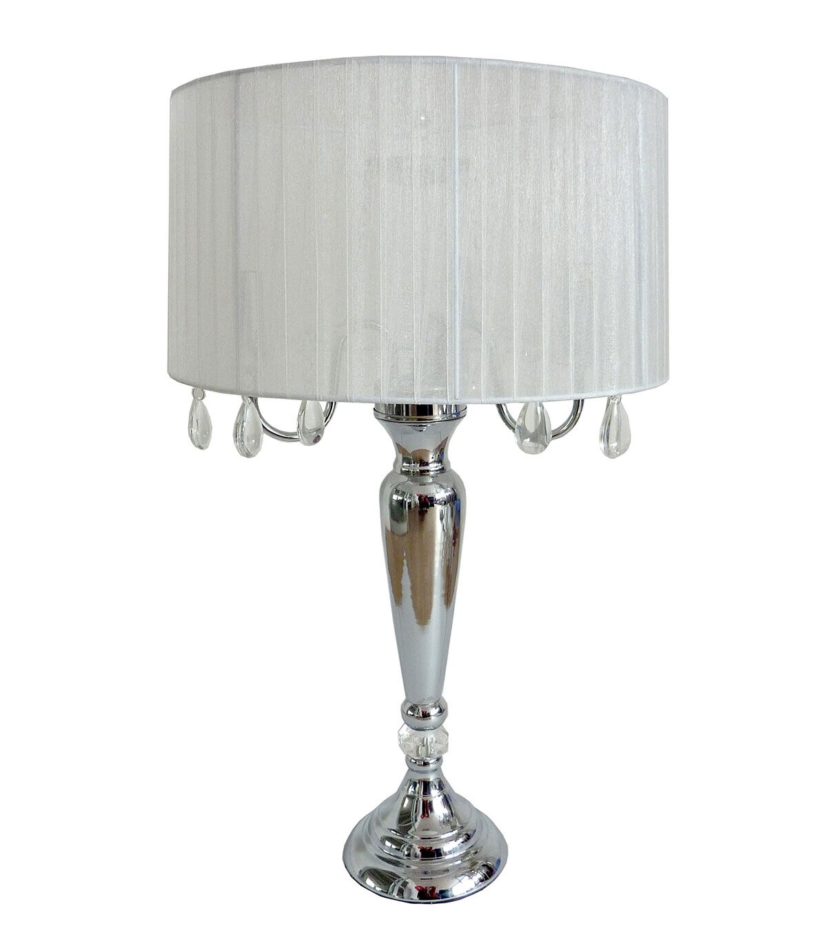 All The Rages 31 White Romantic Sheer Shade Table Lamp With Crystals
