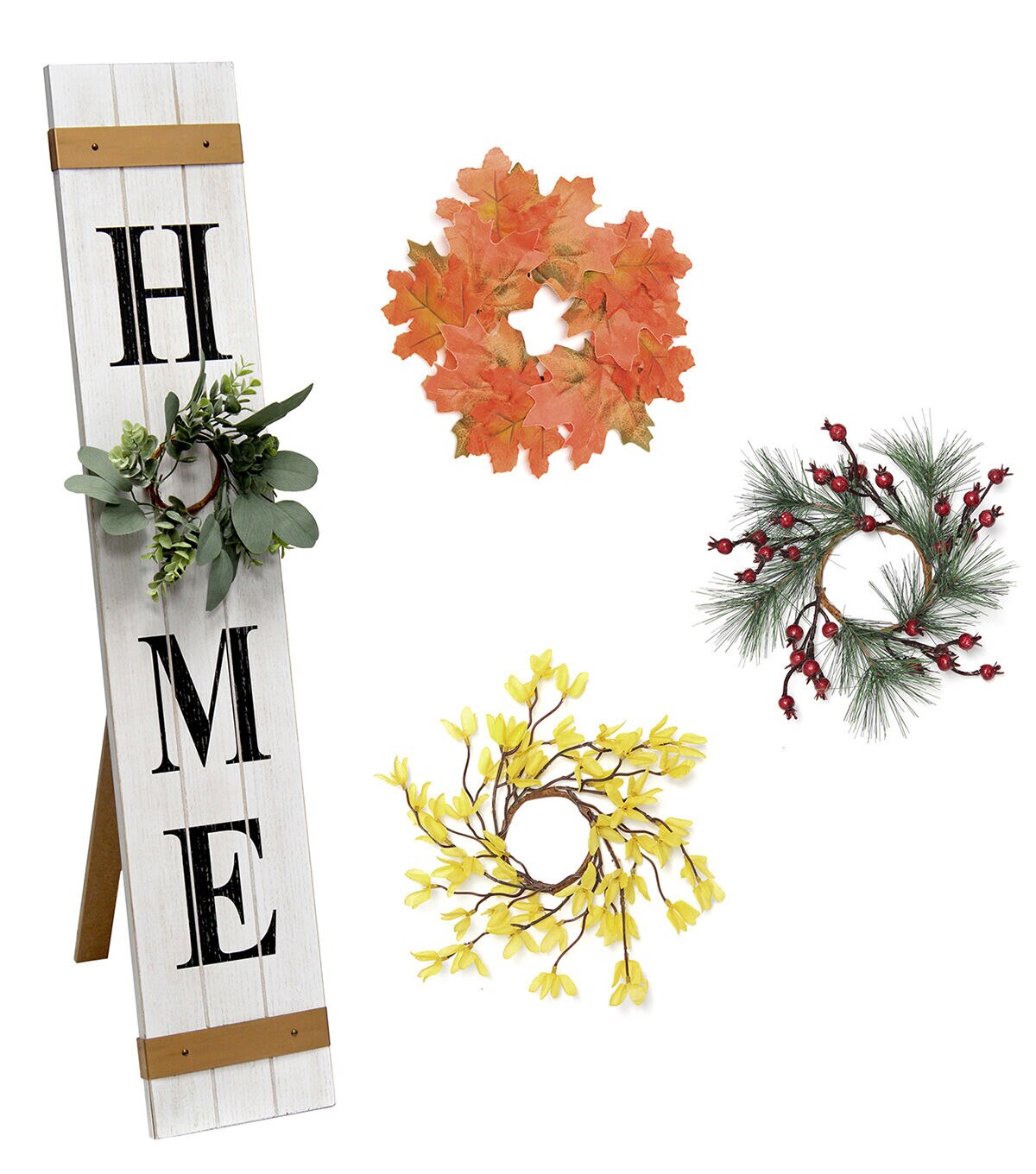 All The Rages Wooden Home Porch Sign with Interchangable Wreaths