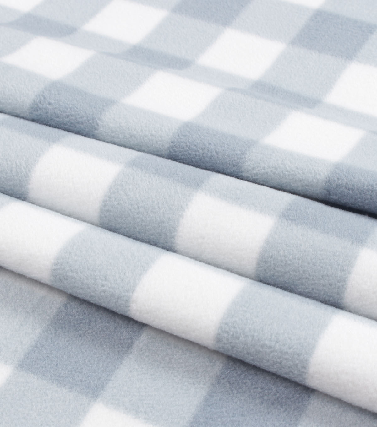 Blue & White Gingham Pattern Anti Pill Fleece Fabric