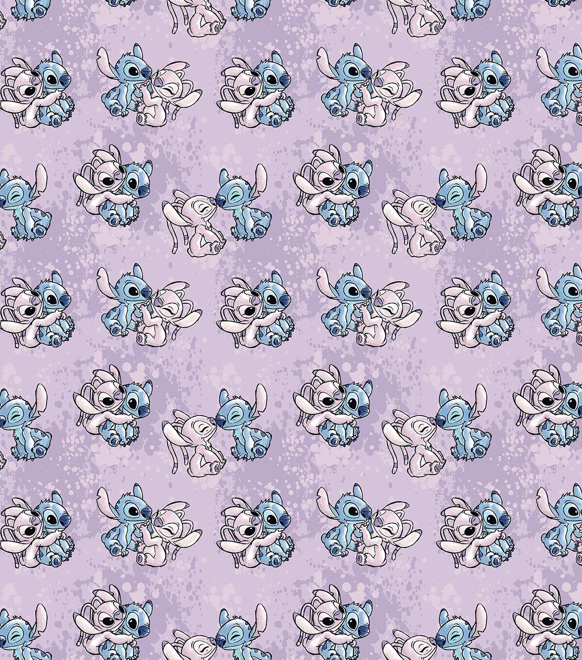 Lilo Stitch Angel Watercolor Cotton Fabric