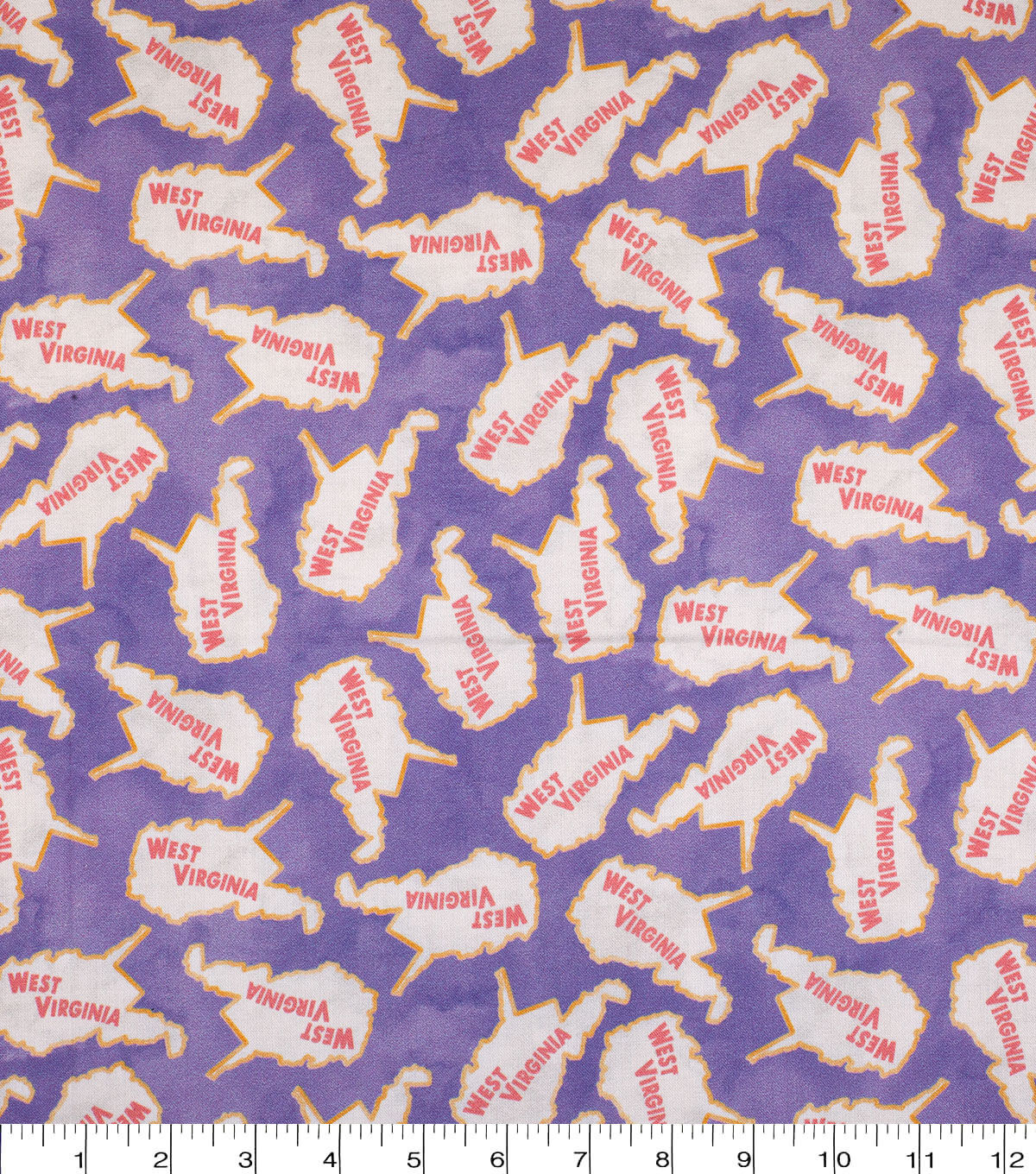 West Virginia Cotton Fabric Tossed State