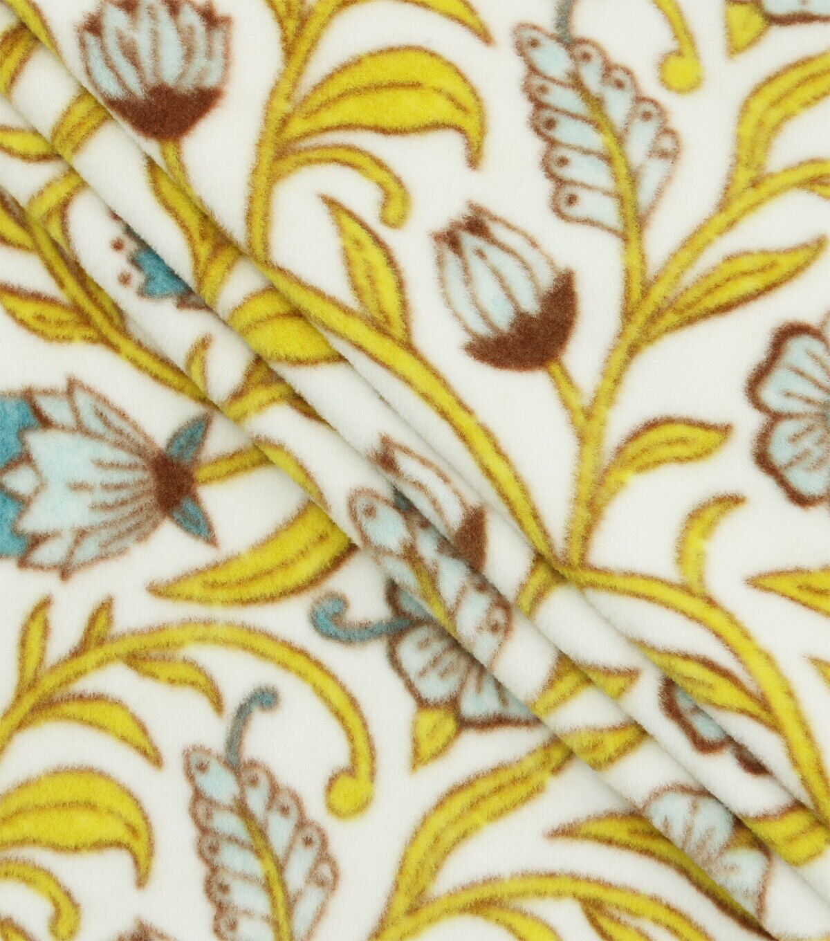 Yellow Scrolly Anti Pill Plush Fleece Fabric