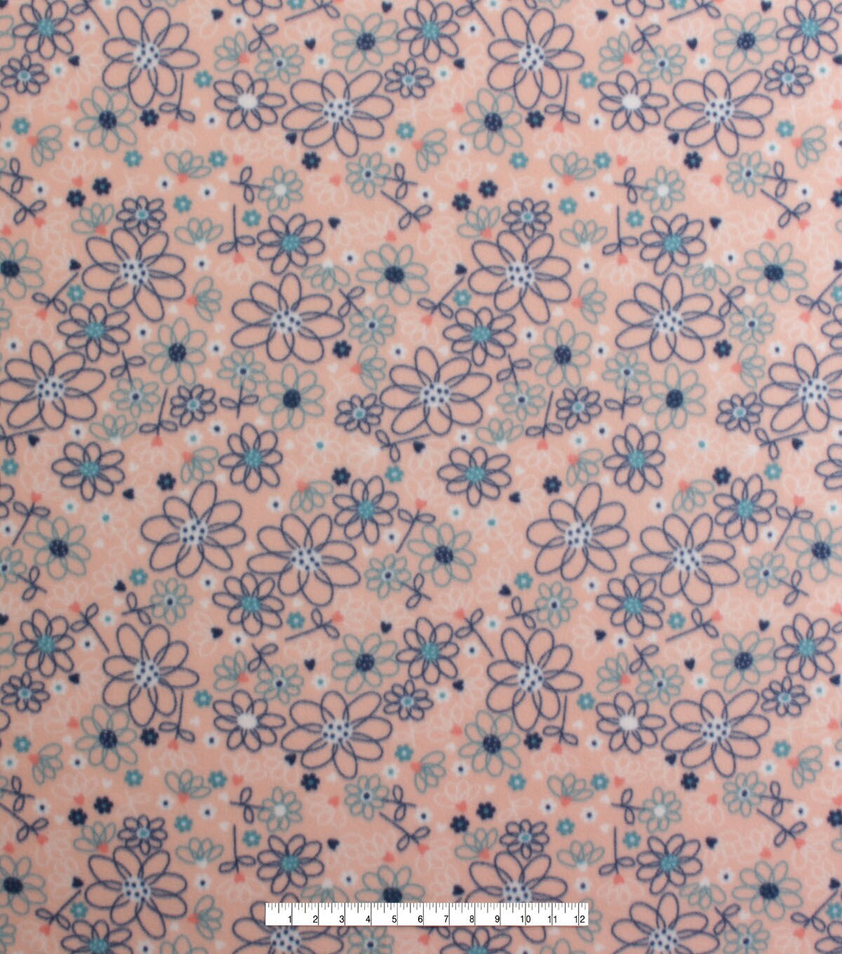 Sketched Floral on Pink Blizzard Fleece Fabric