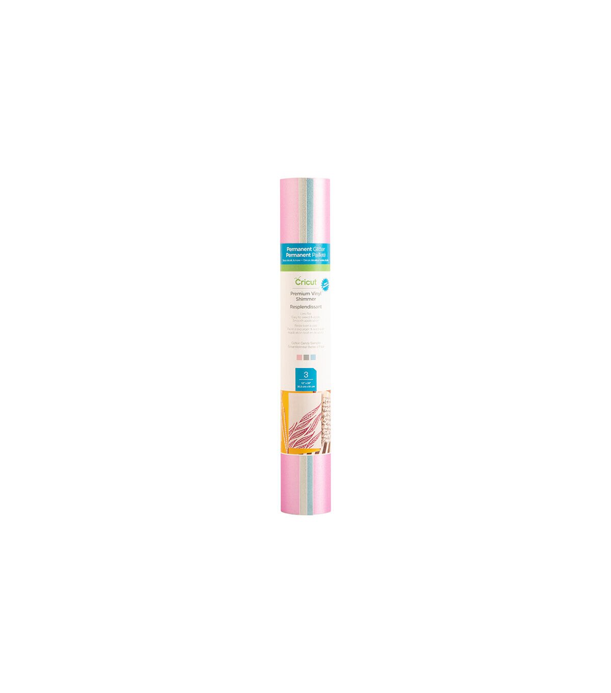 Cricut 12 x 24 Cotton Candy Glitter Premium Vinyl Shimmer Samplers 3ct