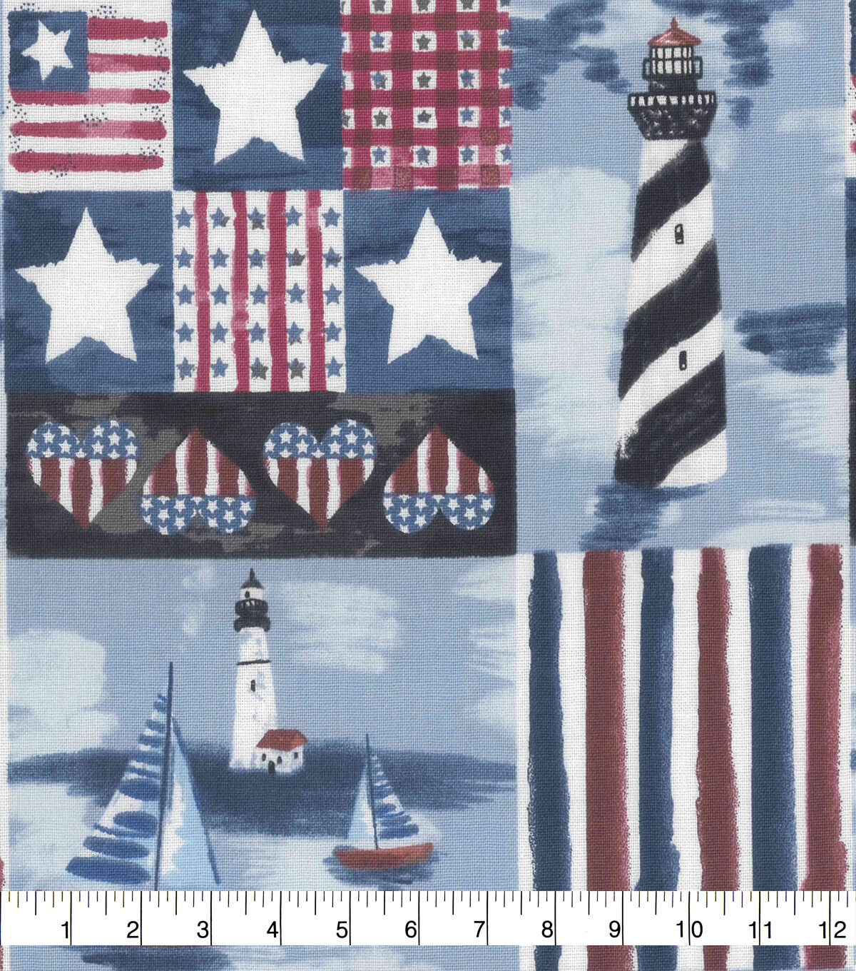 Patriotic Beachside 43'' Patriotic Cotton Fabric